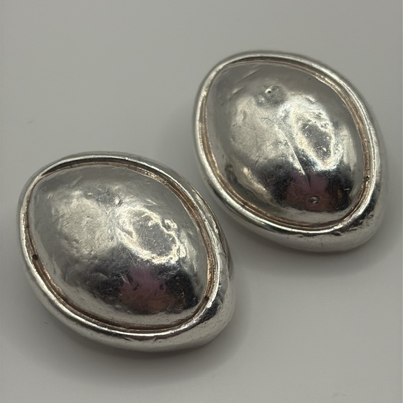 Simon Sebbag Gleaming Sterling Silver 925 Oval Clip On Earrings - Picture 3 of 7